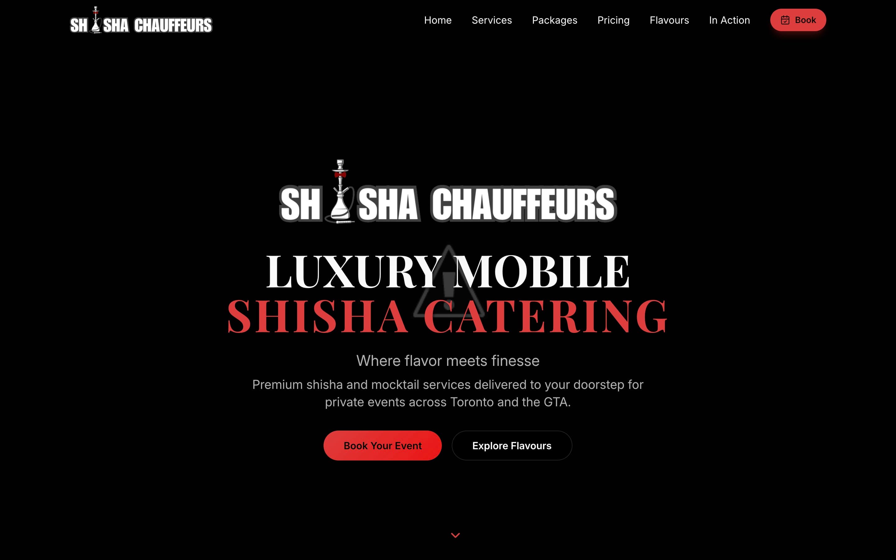 Shisha Chauffeurs luxury event catering website